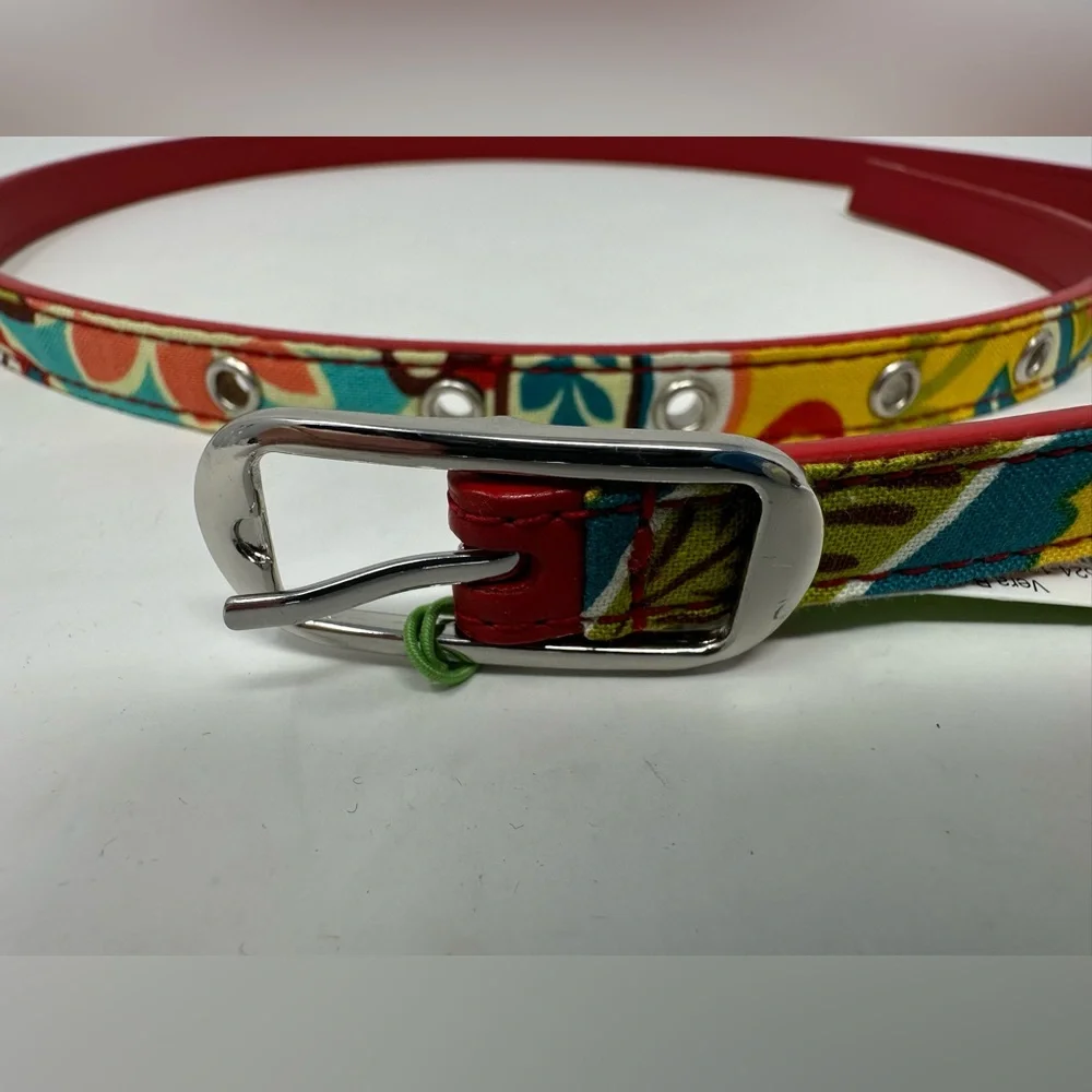 Vera Bradley Thin PROVENCAL BELT Cloth Printed Faux Leather Back Women's 37